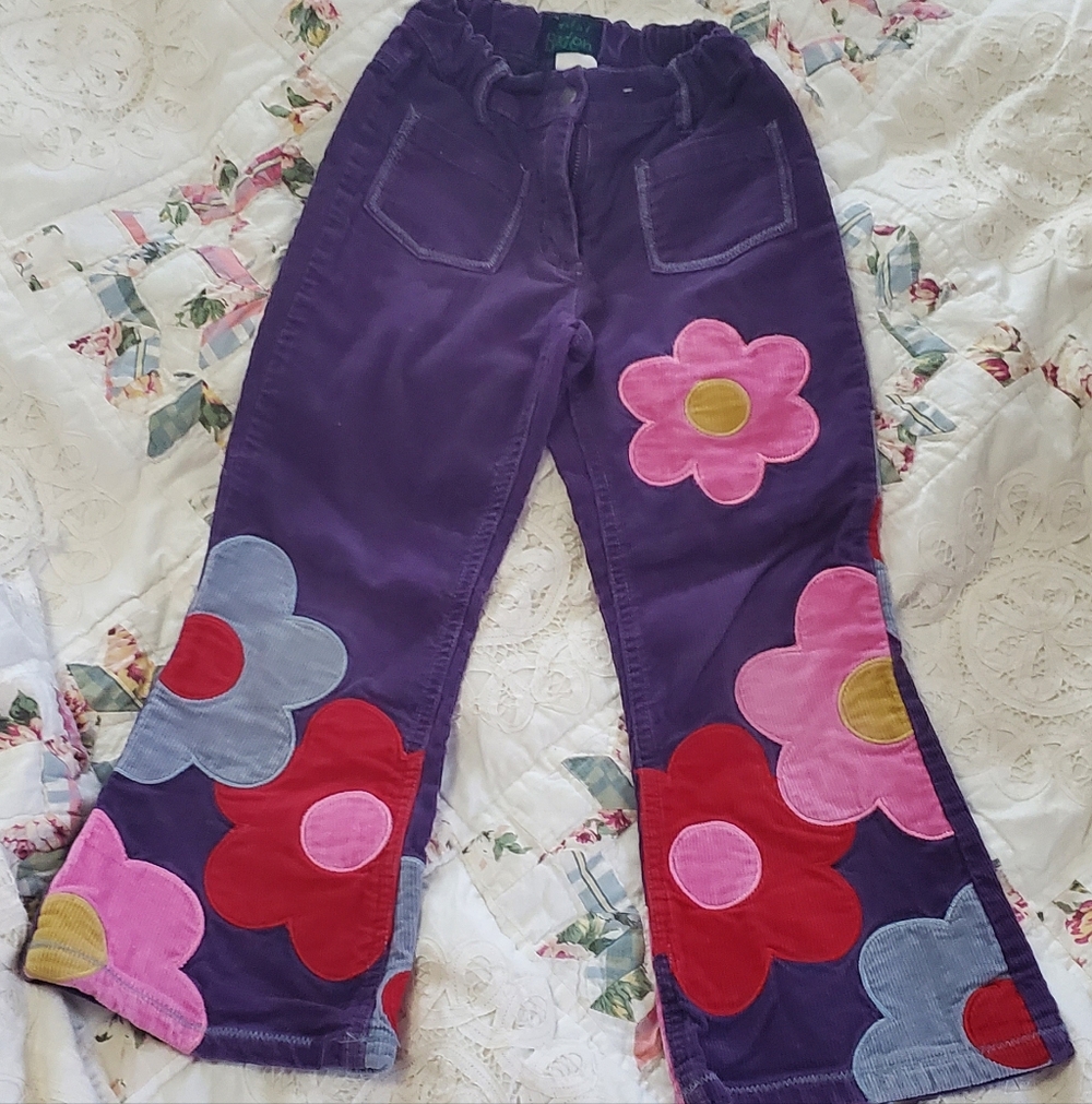 Mini Boden Colorful Kids Flower Pants Corduroy